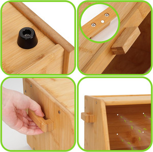 Contenedor de Almacenamiento de Alimentos de Madera <span class=keywords><strong>Grande</strong></span> Estilo Rústico, Caja de Pan de Bambú para Mantener el Pan Fresco en la Encimera de la Cocina - Product Image 4