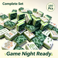 Tuiles de mahjong américaines en acrylique de bambou vert de luxe gravées au laser avec des motifs exquis, adaptées aux jeux à 4 joueurs