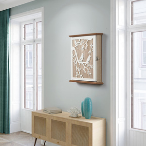Boîte de rangement pour clés en bois en forme d'oiseau blanc, objet décoratif mignon pour les chambres et la décoration de la maison, porte-clés mural pour voiture. - Product Image 4