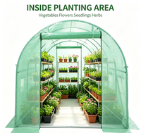 Serre tunnel autoportante avec bâche en PE, porte enroulable et fenêtres d'aération pour la culture de plantes en jardin
