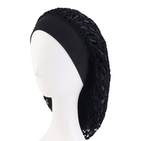 Filet à cheveux en résille, bonnet de nuit en satin à large bande, snood en crochet pour femmes
