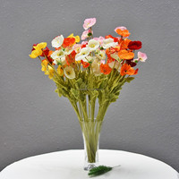 Bunga Poppy Flanders Merah Sunset Tangkai Tunggal 60cm, Laris Manis, untuk Dekorasi Rumah dan Pernikahan