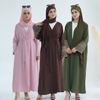 Abaya turque, kaftan, design palestinien kufiyah, broderie, cardigan, vêtements islamiques, robe en crêpe à la vente chaude pour femmes L250