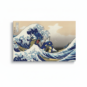ภาพพิมพ์บนผ้าใบลาย Gyarados Wave ศิลปะอนิเมะแนวโบลด์สำหรับตกแต่งห้องเกมเมอร์ ผ้าใบหุ้มขอบ - Product Image 2