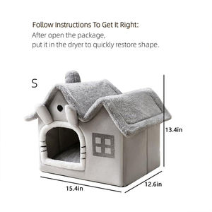 SUREWALHOME Casa para mascotas Cama cueva para gatos Cama cálida y acogedora para perros Interior con cojín extraíble Casas para gatos plegables lavables - Product Image 3
