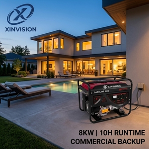 Générateur à essence 8,0 kW, moteur 7,5 kW 17 CV 192F 459 cm³, puissance de sortie 9,1 kW, 25 L, démarrage facile, générateur à essence avec AVR - Product Image 1