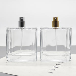 Botella de Perfume Cuadrada de Vidrio Transparente de 100 ml, Botella de Spray Transparente con Tapas a Presión, Botella Vacía para Cosméticos - Product Image 2