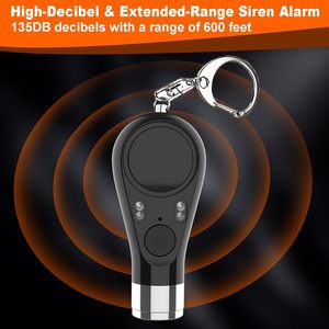 135DB ha condotto le donne portatili di autodifesa di emergenza portachiavi ricaricabile di sicurezza personale di allarme con spia di allarme SOS lampeggiante - Product Image 5
