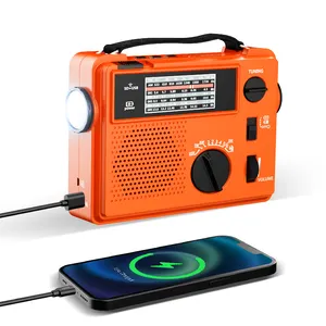带手电筒电源组的全波段调幅/调频/软件收音机紧急呼救收音机便携式手摇收音机