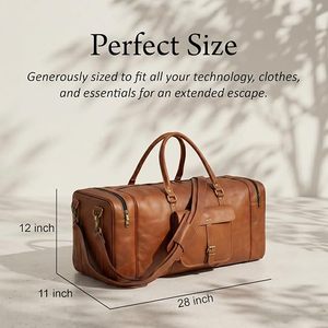 Premium Handcrafted Leather Duffel <b>Travel</b> <b>Bag</b> for Gym Use Weekend Journeys and Overnight Stays Durable Genuine Leather Luggage - Product Image 2