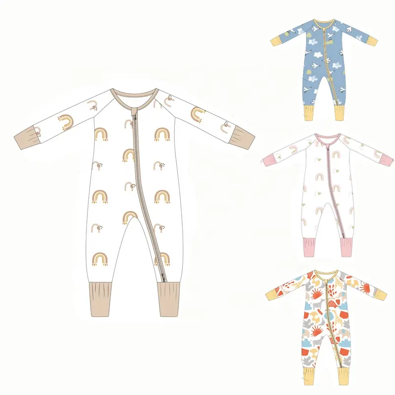 2023 New Newborn Boy Girl Clothes Bamboo Spandex Unisex Baby Sleep Suit long sleeves Zipper bamboo baby romper