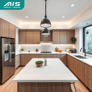 Ensemble de meubles de cuisine modulaire AIS 2025 avec rangement, armoires de cuisine modernes en bois stratifié avec îlot - Product Image 1