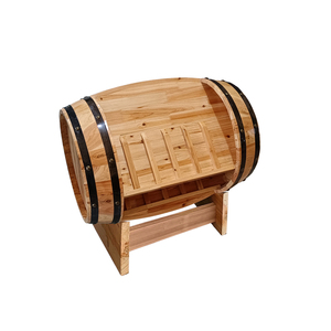 Classico legno orizzontale <span class=keywords><strong>a</strong></span> forma di <span class=keywords><strong>botte</strong></span> di rovere naturale porta espositore vino rosso per Party Mall supermercato uso 8 bottiglie di capacità - Product Image 3