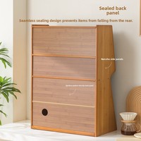 Boîte de rangement en bambou pour bureau, organisateur de bureau, support pour tasses à café, armoire de rangement pour machine à café, multifonction, anti-poussière