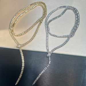 Collar de Serpiente Largo de Lujo de 90 cm con Diseño de Marca BV, Collar Largo Apilable con Zirconia Completamente Incrustada, Estilo Vintage - Product Image 2