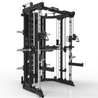 POWERMAN FITNESS Novedad: Jaula de Sentadillas y Levantamiento de Pesas Comercial Smith Power Rack de Acero Estructural de Calibre Pesado, Negra