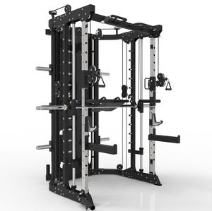 POWERMAN FITNESS Nouveauté : Rack de <span class=keywords><strong>musculation</strong></span> Smith commercial en acier structurel robuste noir pour squats et entraînement de force - Product Image 5
