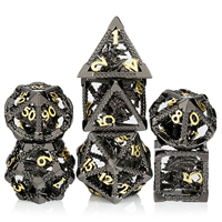 Jeu de dés polyédriques en cuivre Dragon Hollow, 7 pièces, avec dés carrés de 16 mm pour D&D RPG, pour Donjons et Dragons
