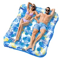 Chaise longue gonflable ergonomique avec dossier, imprimé feuilles tropicales, hamac de piscine, lit flottant pour adultes