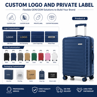 Valises personnalisées avec logo, 20, 24, 28 pouces, coque rigide en PP, bleu foncé, ensemble de voyage, coque côtelée, poignée télescopique