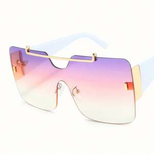 Lunettes de soleil carrées surdimensionnées de luxe pour hommes et femmes, avec logo personnalisé, dégradé, protection UV400, monture monobloc, nouvelle collection 2019 - Product Image 1