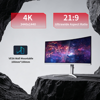 Moniteur de jeu incurvé ultra-large de 34 pouces avec fréquence de rafraîchissement de 180 à 200 Hz, HDR, compatibilité PC de bureau