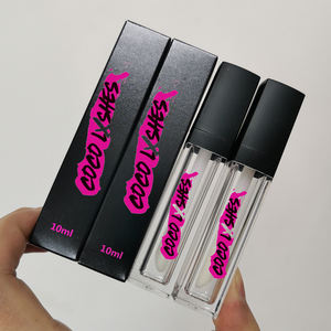 Vendita calda grande bacchetta vuota 10ml trasparente bianco nero superiore tubi lucidalabbra con etichette private e scatole di imballaggio - Product Image 1