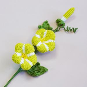 Multi stile di fiori artificiali lana prodotti finiti uncinetto singolo fiore stelo dimenticami non gloria del mattino a mano fiore lavorato a maglia - Product Image 5