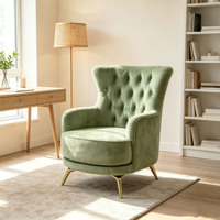 Fauteuil d'appoint en velours blanc capitonné à dossier haut avec pieds dorés, vente en gros, directement de l'usine, personnalisable, fournisseur OEM