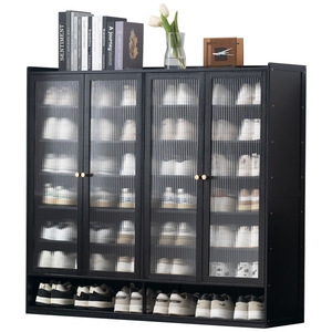 <b>Shoe</b> Cabinet With Glass Doors Dustproof Storage For Entryway Hallway Balcony Multi <b>Functional</b> <b>Shoe</b> Rack Black - Product Image 5