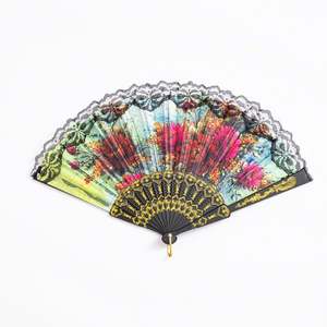 Éventail pliant personnalisé en bambou avec cadre, en tissu de dentelle blanche épaisse, portable, pour mariage, fête, occasion, festival, décoration, peinture - Product Image 1