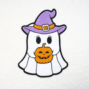 Moda personalizable Chenille gran fantasma parche hierro en bordado Halloween camisa parches al por mayor - Product Image 4