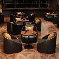 Canapé en cuir haut de gamme pour bars commerciaux, restaurants occidentaux et cafés, personnalisable pour l'aménagement de bars modernes
