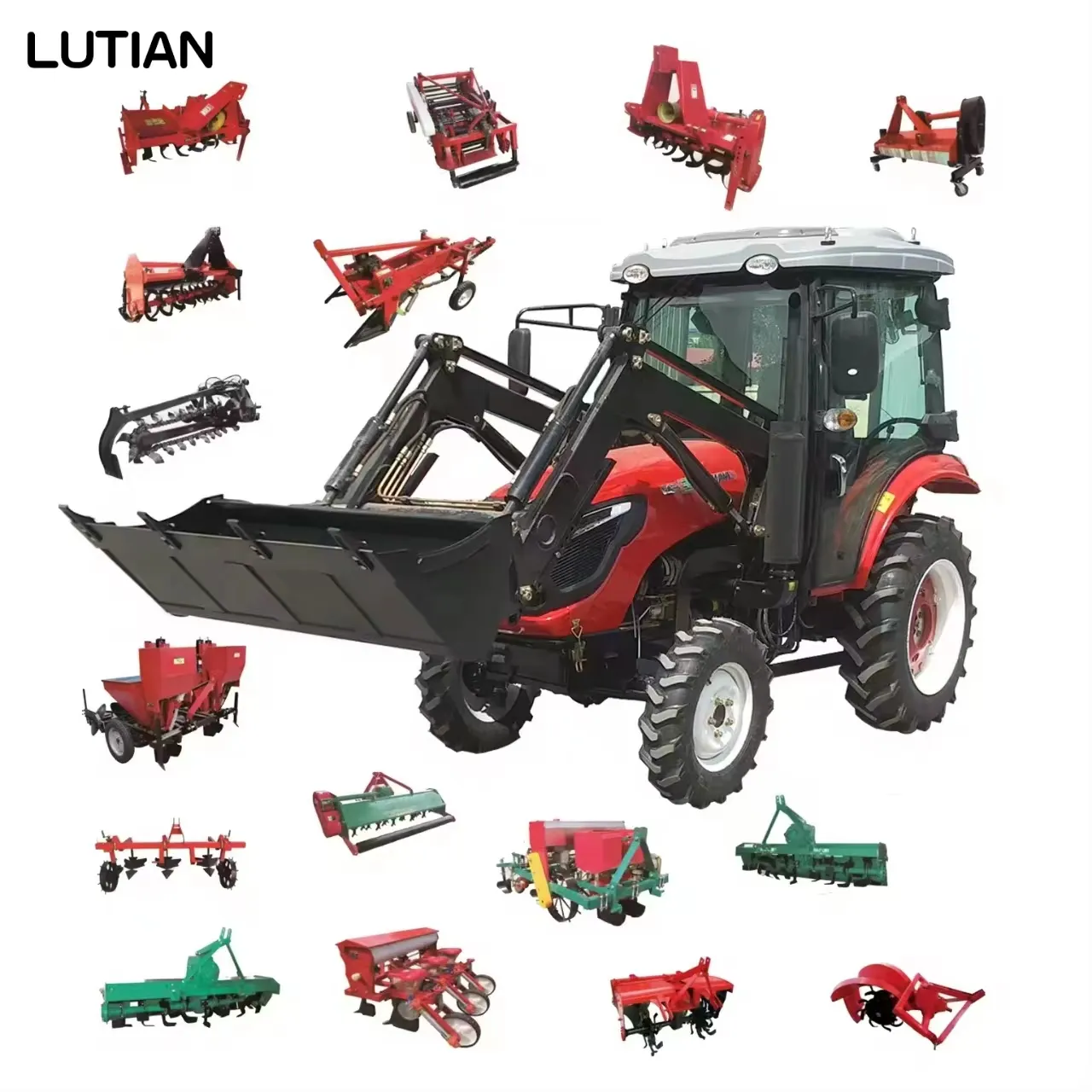 LUTIAN 80HP 90HP 100hp le tracteur à moteur diesel et essence à 4 roues le plus compact avec accessoires