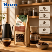 Sachets transparents pour snacks avec logo personnalisé, conformes aux normes alimentaires pour fruits secs, faible MOQ, couleur et taille personnalisables pour grains de café premium