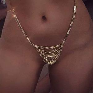 Tanga de cadena artesanal brillante BINSHUO, cadena corporal multicapa con diamantes de imitación brillantes chapados en oro para ropa interior de Bikini - Product Image 1