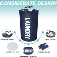 Panier à linge pliable 90L imperméable avec poignées en aluminium protégées par de la mousse pour la lessive, le dortoir et la famille