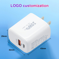 Chargeur de téléphone portable électrique 20W, adaptateur mural USB-C avec charge rapide QC3.0, design pliable et câble rétractable