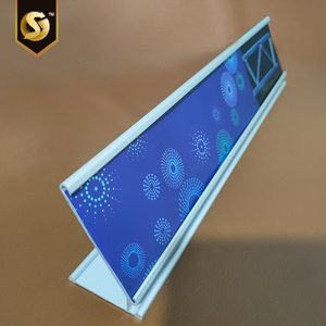 Desk Top Sign Double Side Sign Holder <strong>Frame</strong> Aluminium <strong>Table</strong> Top Name Plate Interchangeable Reception Name <strong>Counter</strong> Desk Signs - Product Image 3