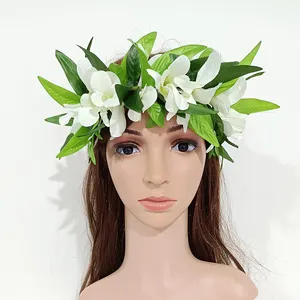 Father's Day NEW 2-Strand Artificial Orchid&Maile Headband KN-he059 Hawaii Flower HeadCrown Hula Dance Party Floral Garland Fashion Headl Lei