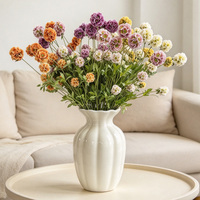 Bunga Scabiosa Buatan Realistis Grosir, Multi Kepala, Tangkai Panjang, untuk Dekorasi Rumah, Pernikahan, Natal