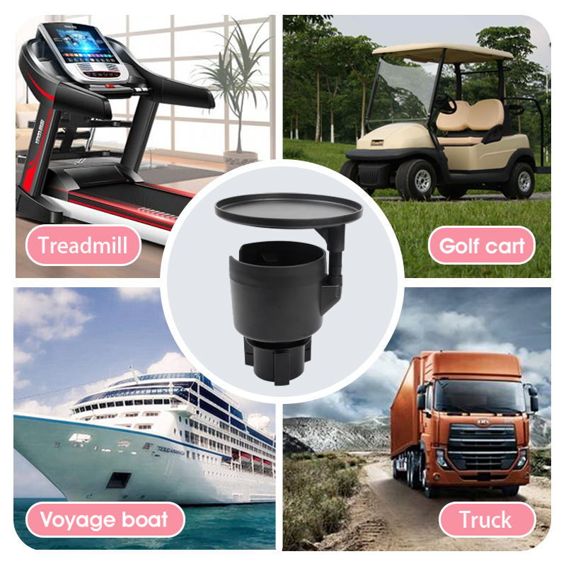 J5059 360 Degree Rotating Car Cup Holder Tray - Adjustable Swivel Organizer Table for Car Interior A