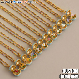 CAIOOCHE Bijoux <span class=keywords><strong>de</strong></span> mode Colliers ouvrables à fleurs du mois <span class=keywords><strong>de</strong></span> <span class=keywords><strong>naissance</strong></span> pour femmes, hypoallergéniques, plaqués or - Product Image 1
