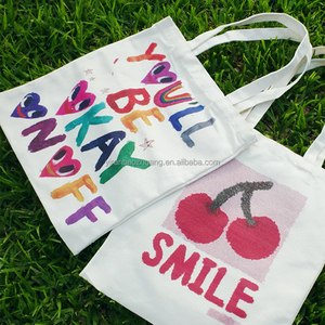 Logo personalizzato Beige stampabile in lavatrice lavabile in cotone grande riutilizzabile in bianco pieghevole drogheria Tote Bag - Product Image 4