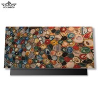 Table d'appoint de luxe en agate et pierre semi-précieuse Dessus de table en agate de marbre Table basse en agate colorée pour meubles de maison