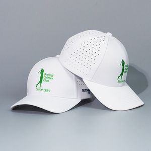 High End Custom 5 Panels Embroidered logo Perforated Laser Cut Hole <b>Drilled</b> Baseball Cap Waterproof Sports Cap Trucker Hat - Product Image 2