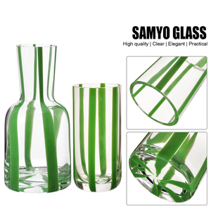 Taza <span class=keywords><strong>de</strong></span> <span class=keywords><strong>agua</strong></span> y jugo <span class=keywords><strong>de</strong></span> bebida a rayas <span class=keywords><strong>de</strong></span> colores creativa personalizada vaso <span class=keywords><strong>de</strong></span> vidrio highball <span class=keywords><strong>vasos</strong></span> para beber para el hogar del hotel - Product Image 2