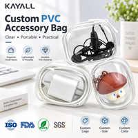 Sac de rangement portable mini transparent avec fermeture éclair - Organisateur de câbles peu encombrant pour écouteurs et chargeurs, polyvalent avec boucle porte-clés pratique