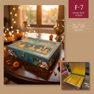 กล่องบาจีงานฝีมือ ซีรีส์ 12x15 นิ้ว กล่องเก็บของเรซิ่นเพ้นท์ลายดอกไม้ ดีไซน์ศิลปะพื้นบ้าน พร้อมถาดตกแต่ง - Product Image 4