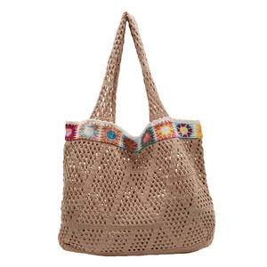 Bolso de hombro de punto calado con patchwork y cierre abierto para mujer, talla grande, nueva colección primavera/verano, estilo playero, Tanjing - Product Image 5